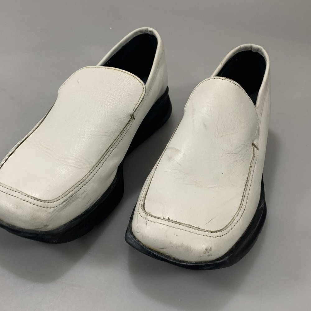 Robert Wayne Mens 8 US 41 EU White Leather Loafers Shoes Slip-On